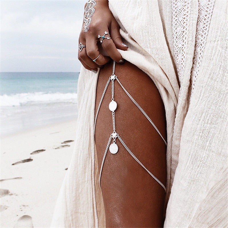 Multi Layered Crystal Thigh Chain