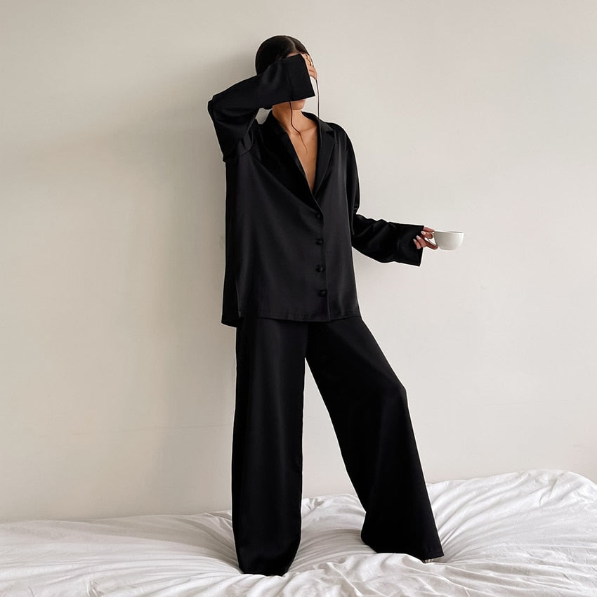 Satin Pajama Trouser Suit