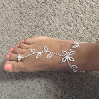 Crystal Leaf Toe Anklet