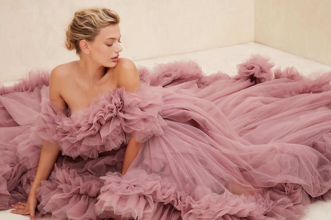 Ruffled Fluffy Tulle Gown