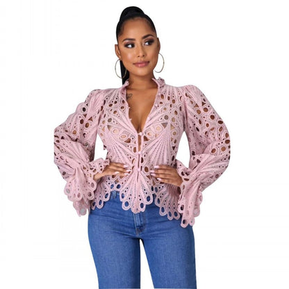 Long Sleeve Lace Blouse