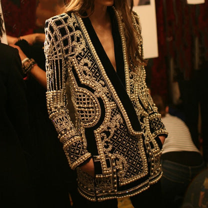 Beaded Geometric Vintage Overcoat