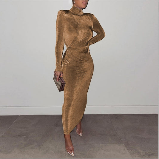 Textured Long Sleeve Bodycon Gown