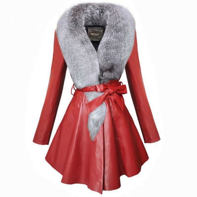 Faux Fox Fur Collar Coat