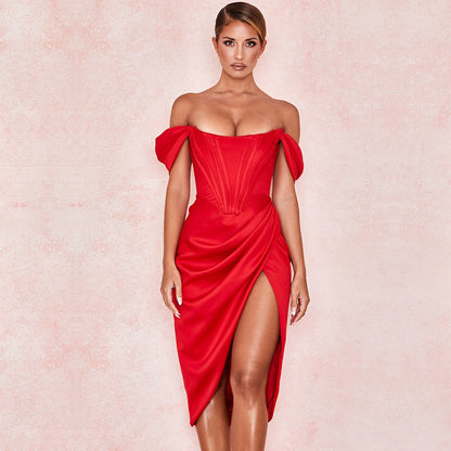 Draped Satin Corset Gown