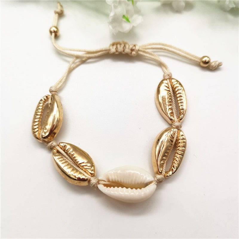 Golden Cowry Shell Choker