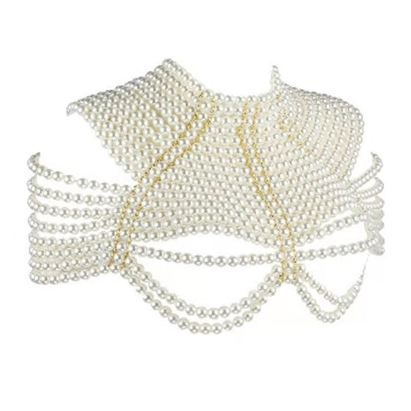 Pearl Beaded Bib Choker