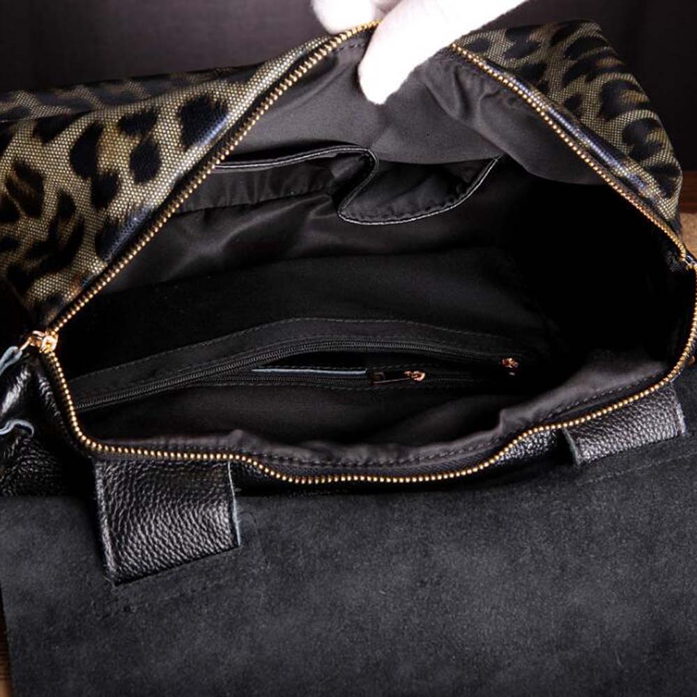 Genuine Leather Leopard Big Tote