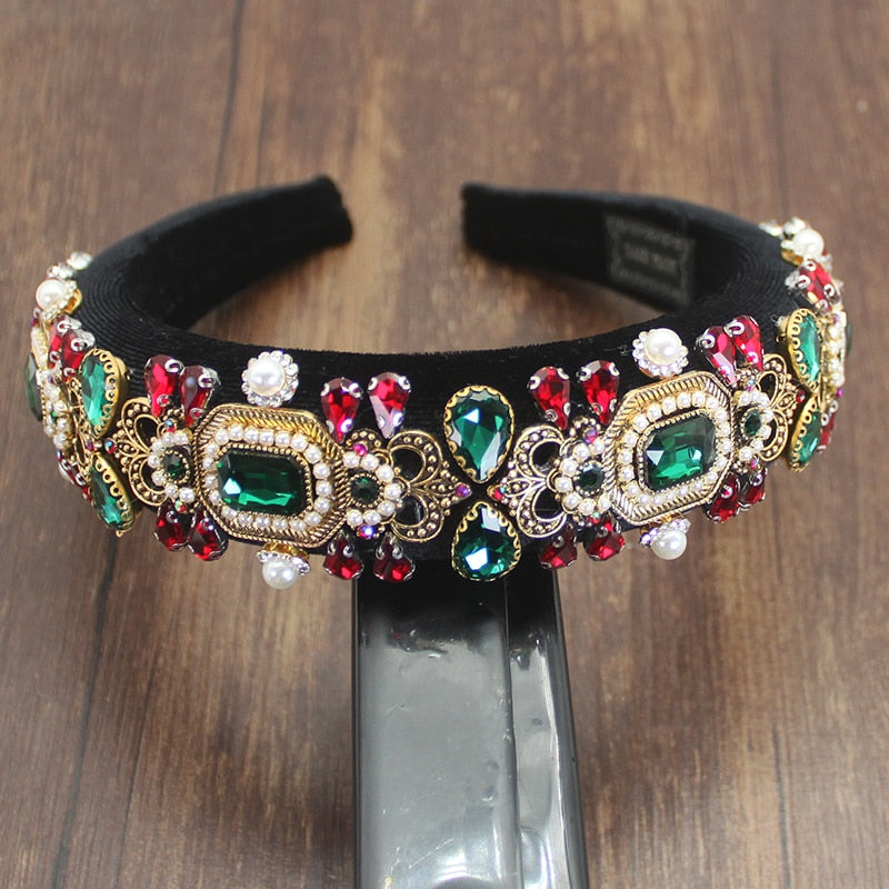 Handmade Colorful Crystal Padded Headbands