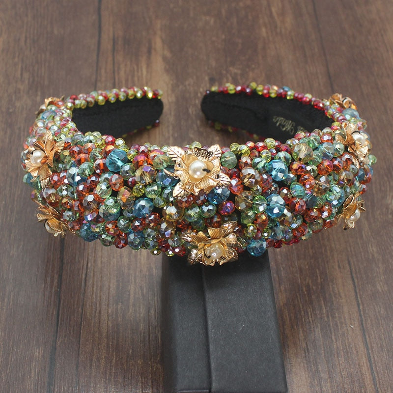 Handmade Colorful Crystal Padded Headbands