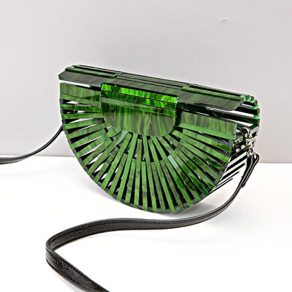 Green Hollow Acrylic Clutch Purse