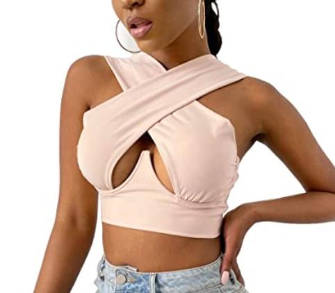 Cropped Criss Cross Cutout Tank Tops