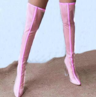 Mesh Neon Thigh High Boots