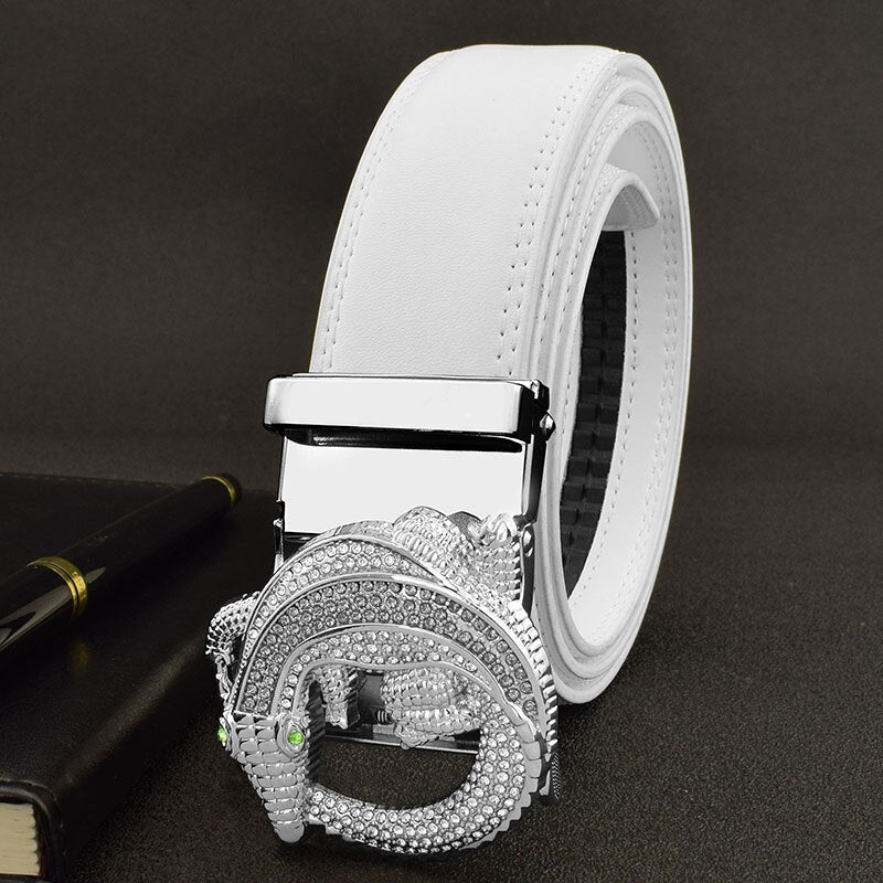 Crocodile Buckle White Belt