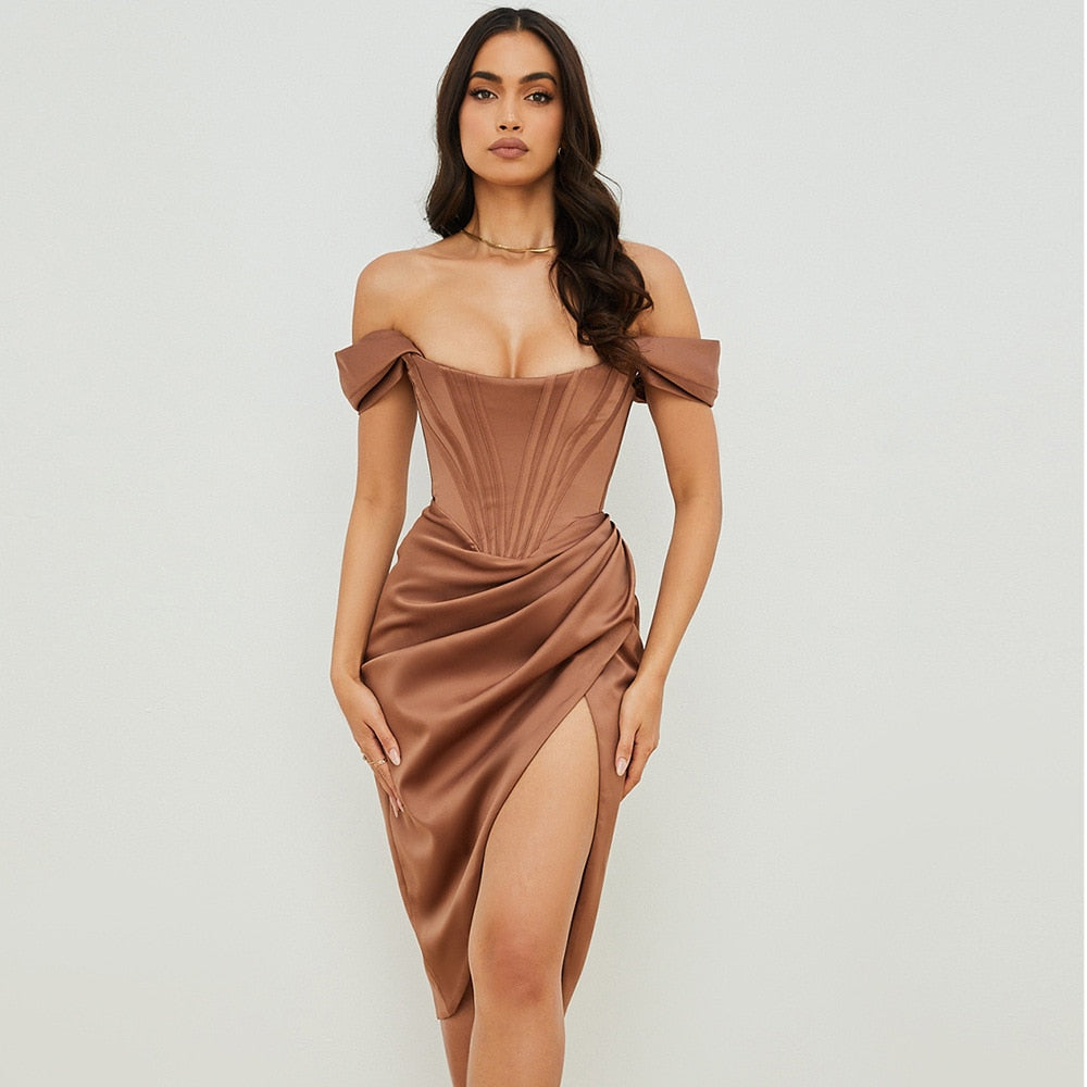 Draped Satin Corset Gown