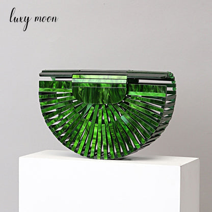 Green Hollow Acrylic Clutch Purse