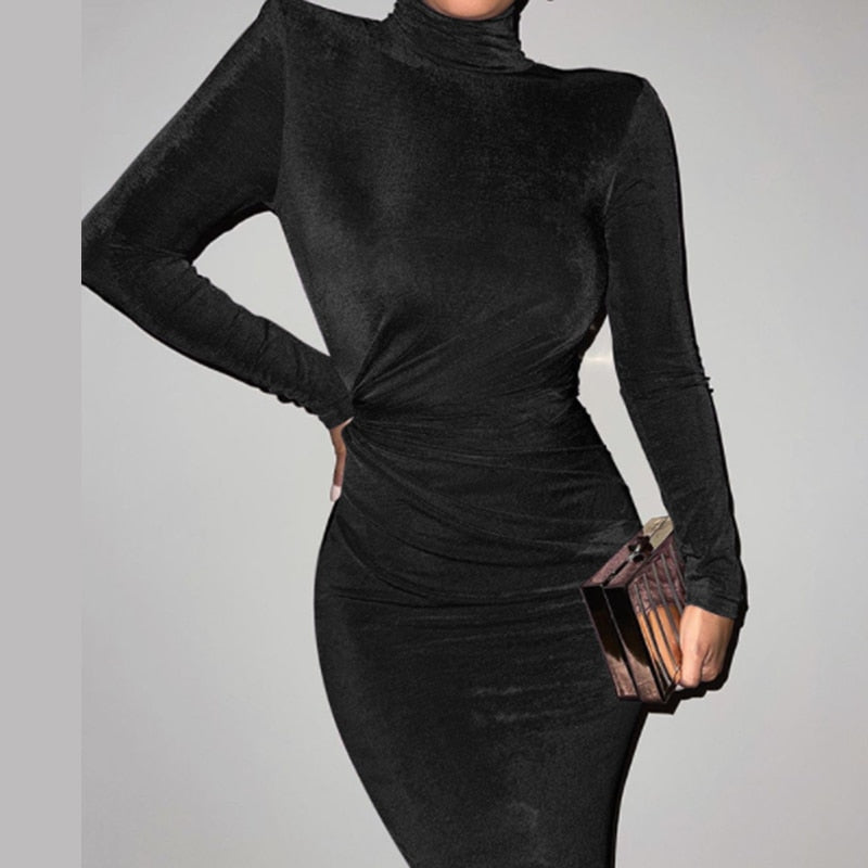 Textured Long Sleeve Bodycon Gown