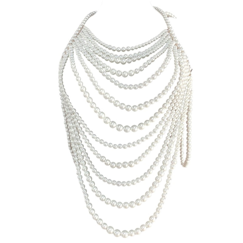 Pearl Beaded Bib Choker