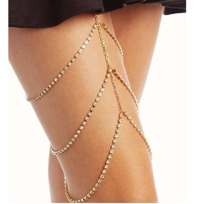 Multi Layered Crystal Thigh Chain