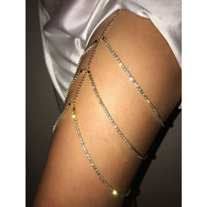 Multi Layered Crystal Thigh Chain