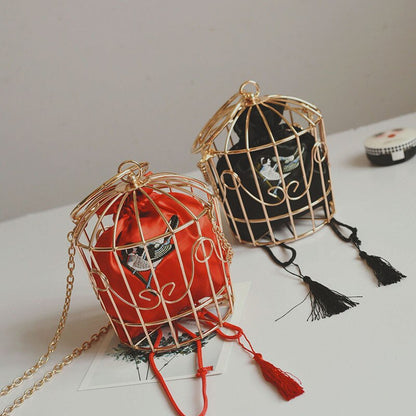 Gold Bucket Birdcage Bag