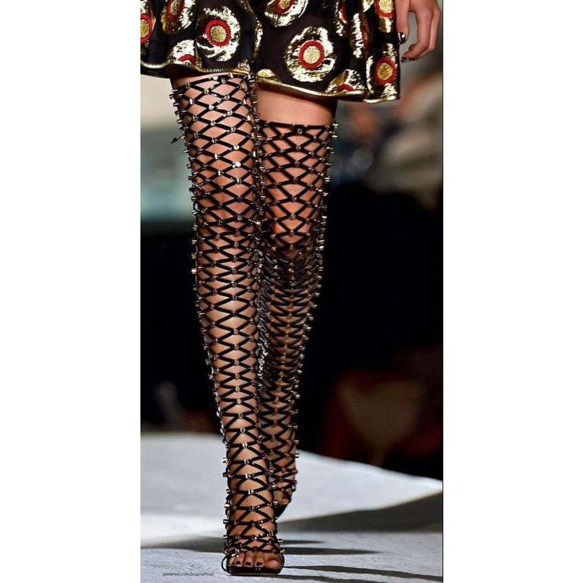 Thigh High Rivet Gladiator Boots