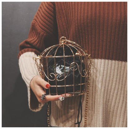 Gold Bucket Birdcage Bag