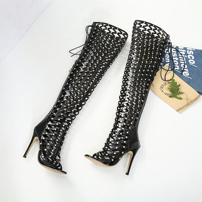 Thigh High Rivet Gladiator Boots