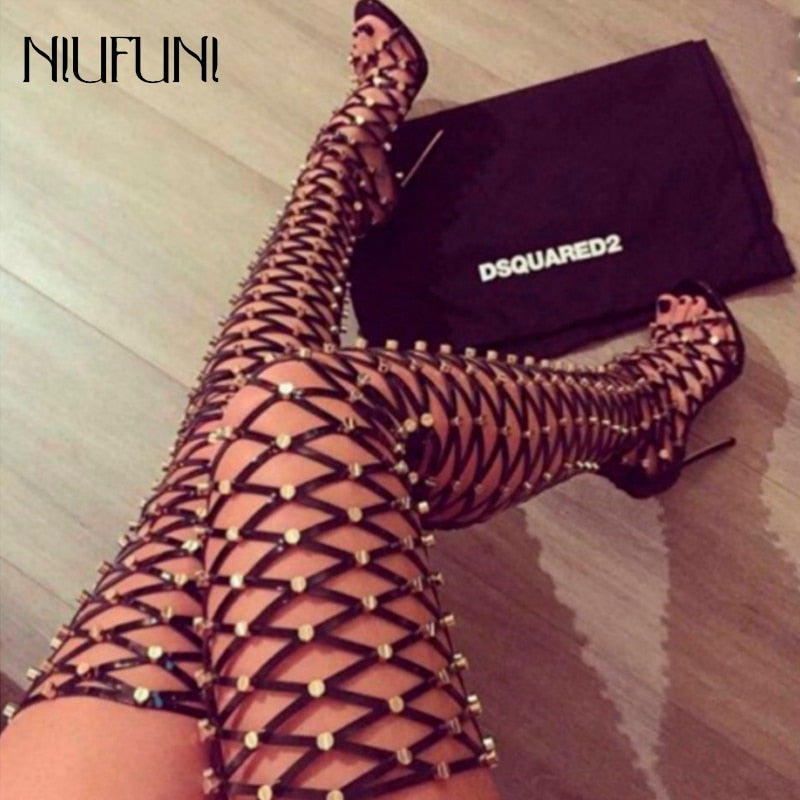 Thigh High Rivet Gladiator Boots