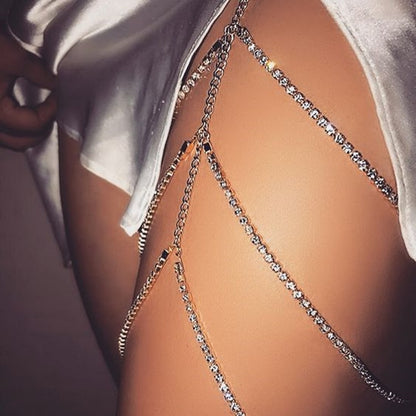 Multi Layered Crystal Thigh Chain