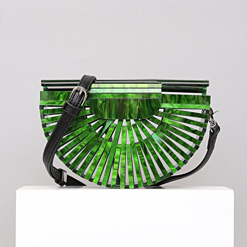 Green Hollow Acrylic Clutch Purse