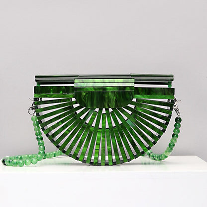 Green Hollow Acrylic Clutch Purse