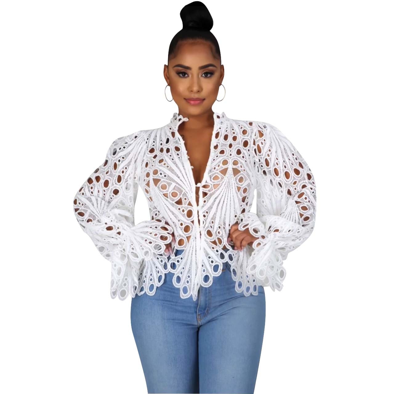 Long Sleeve Lace Blouse