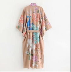 Floral print Khaki Kimono