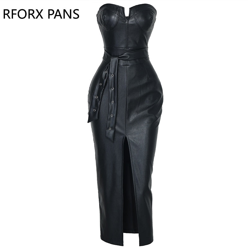 Faux Leather Corset Dress