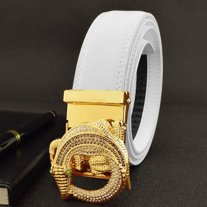 Crocodile Buckle White Belt