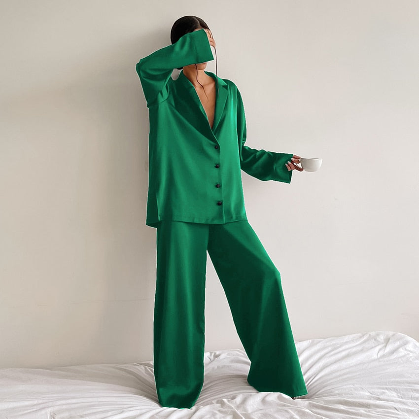 Satin Pajama Trouser Suit