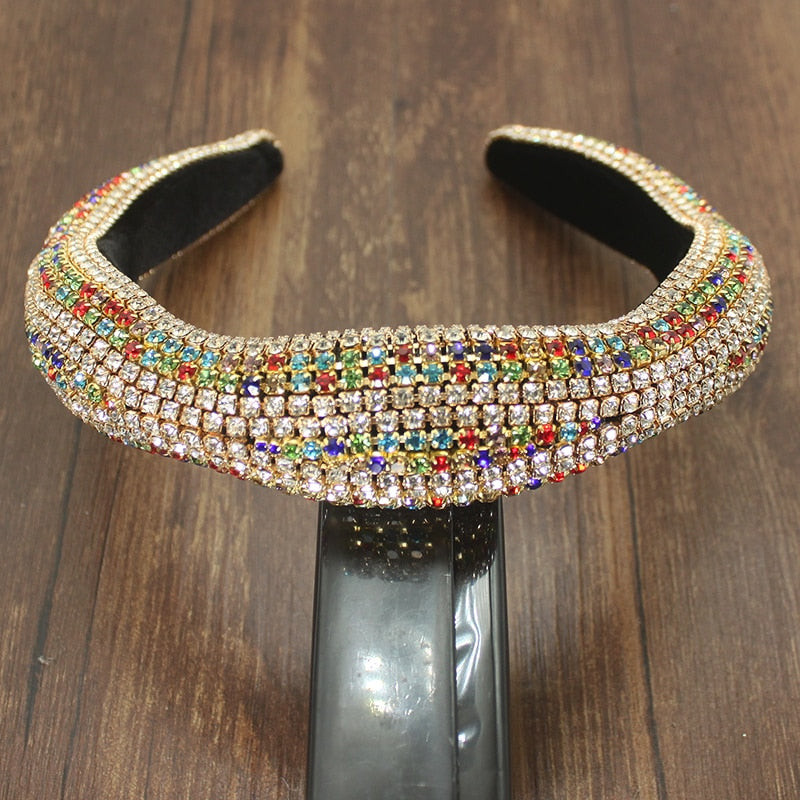 Handmade Colorful Crystal Padded Headbands