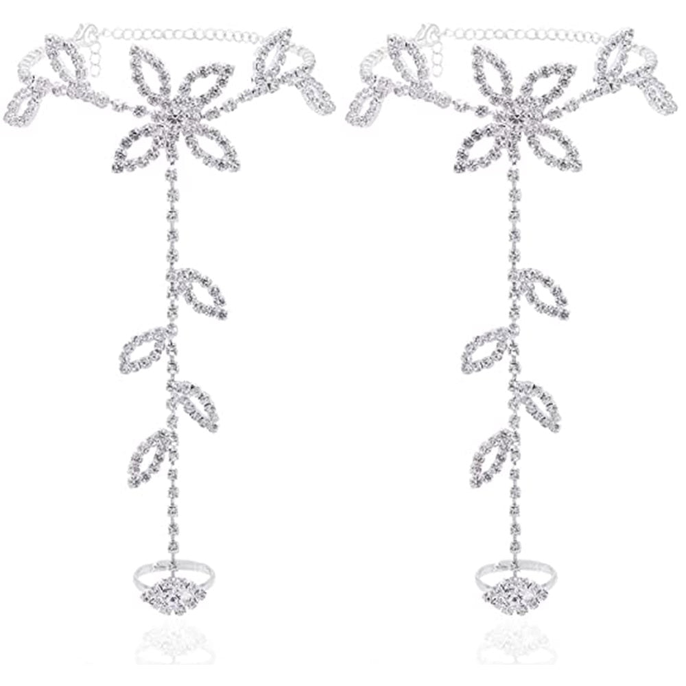 Crystal Leaf Toe Anklet