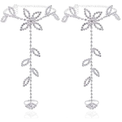 Crystal Leaf Toe Anklet