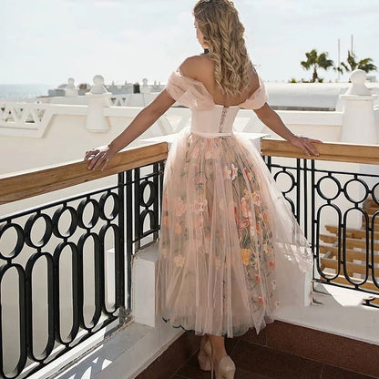 Floral Lace Sweetheart Dress with Bow Belt