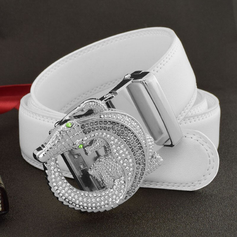 Crocodile Buckle White Belt