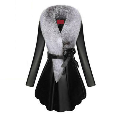 Faux Fox Fur Collar Coat