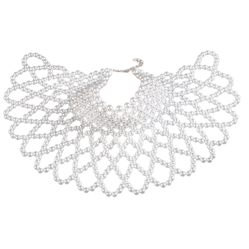 Pearl Beaded Bib Choker