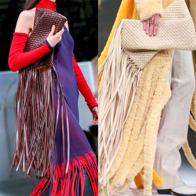 Long Fringe Woven Handbag