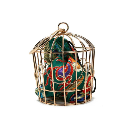 Gold Bucket Birdcage Bag