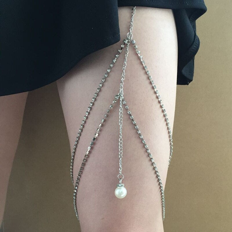 Multi Layered Crystal Thigh Chain