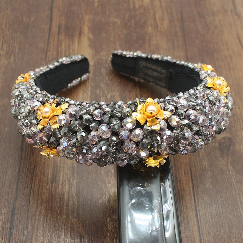 Handmade Colorful Crystal Padded Headbands