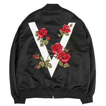 Rose Embroidered Satin Jacket