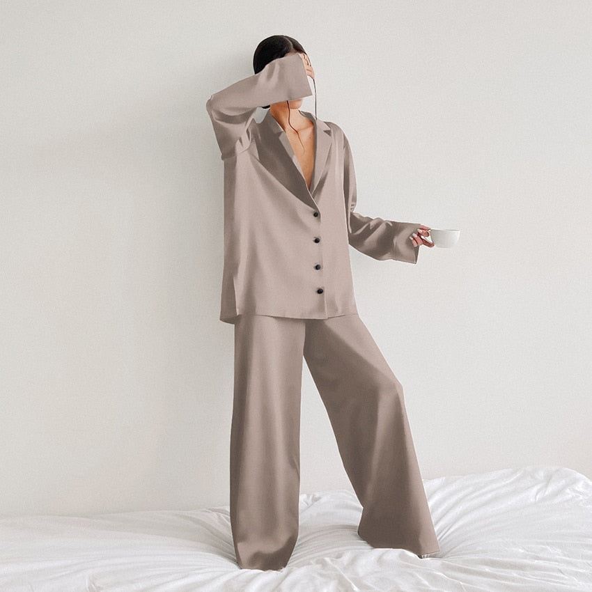 Satin Pajama Trouser Suit